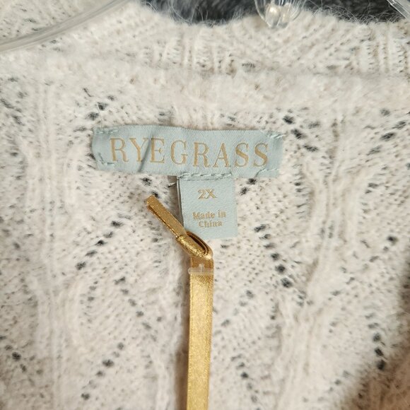 Ryegrass Cream Fuzzy Wrap V Neckline Sweater Size 2X Coquette NEW Open Knit - Picture 3 of 9